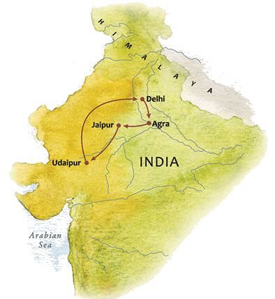 Splendours of Northern India Itinerary Map